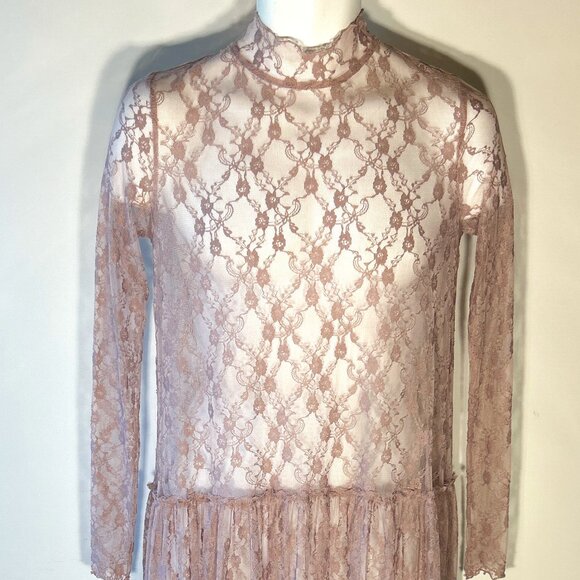 Intimately Free People SZS Lilac Lace Sheer Dress Layering Boho Fairy Romantic - Picture 4 of 9